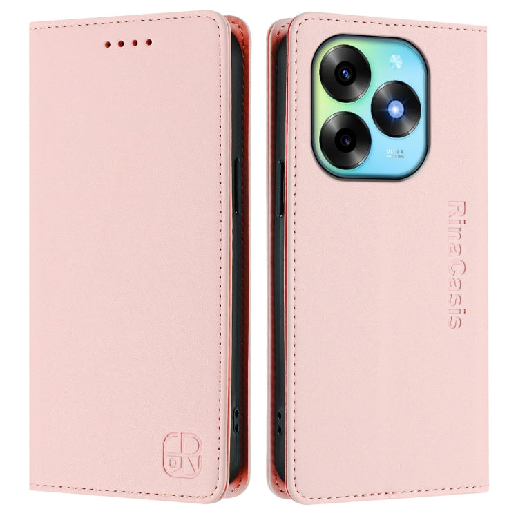 Funda de Cuero Itel S23+ Rc01 con Doble Pliegue y Succión Magnética Rfid (Rosa)