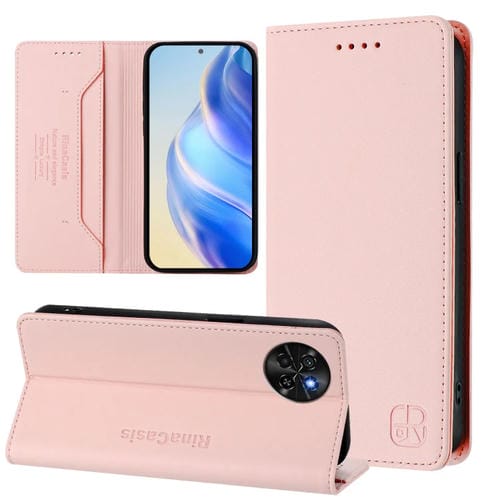 Funda de Cuero con Doble Pliegue y Succión Magnética para Itel S23/S665L Rc01 (Rosa)