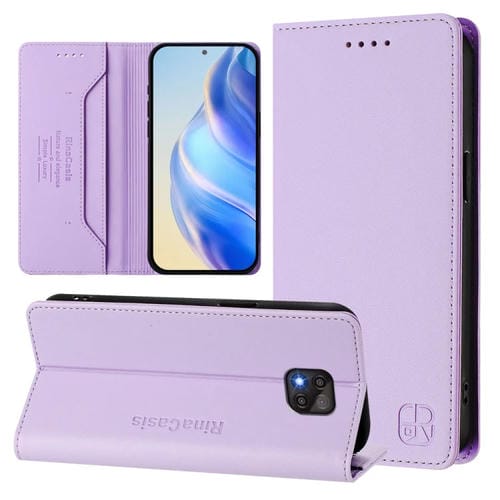 Funda de Cuero Motorola Moto G Power 2021 Rc01 con Doble Pliegue y Succión Magnética (Morado Claro)