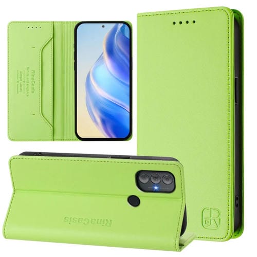 Funda de Cuero Motorola Moto G Power 2022 Rc01 con Doble Pliegue y Succión Magnética (Verde Hierba)