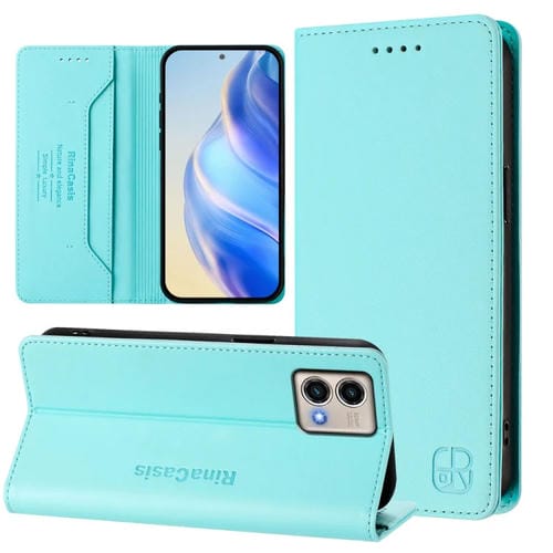 Funda de Cuero Motorola Moto G Stylus 5G 2023 Rc01 con Doble Pliegue y Succión Magnética (Verde Menta)