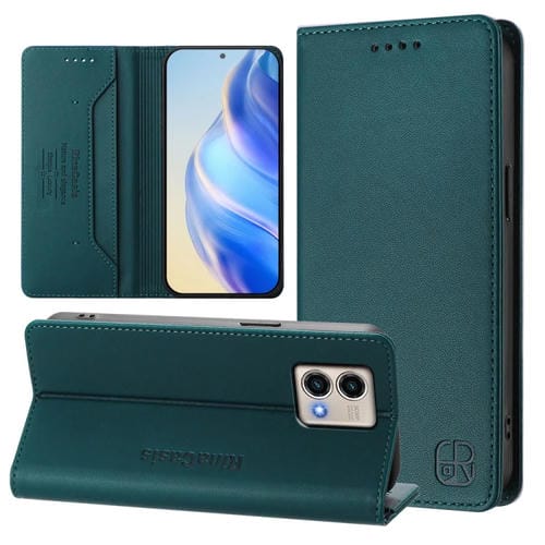 Funda de Cuero con Doble Pliegue y Succión Magnética para Motorola Moto G Stylus 5G 2023 (Verde Oscuro)