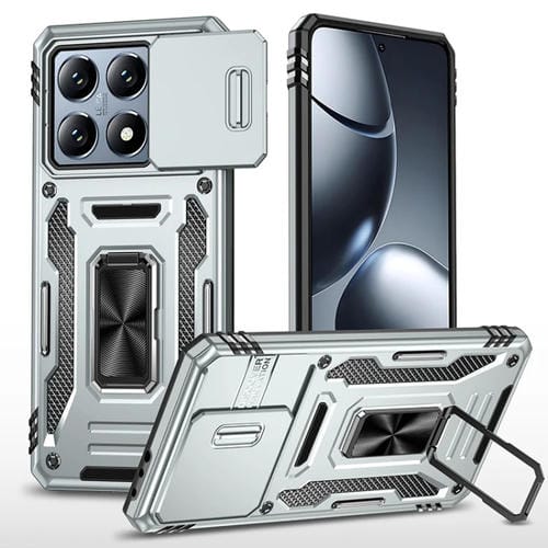 Funda Protectora Híbrida para Cámara de TPU y PC para Xiaomi 14T Pro (Gris)