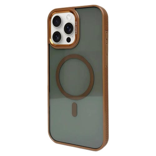 Estuche para Teléfono Magsafe iPhone 15 Pro Marco de Lente de Metal (Dorado)