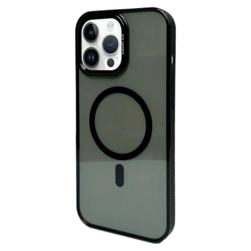 Funda para Teléfono Magsafe iPhone 14 Pro Marco de Lente de Metal (Negra)
