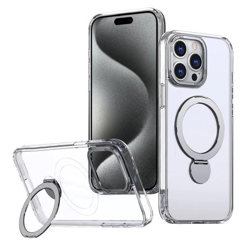 Estuche para teléfono Wing Series Gen2 con Soporte de Anillo de Metal Magsafe para iPhone 15 Pro (Transparente)