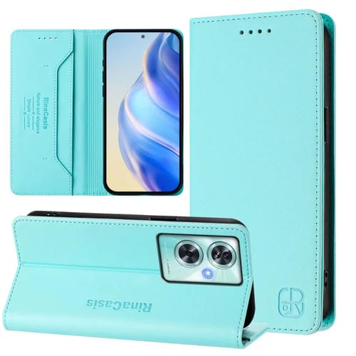 Funda de Cuero con Doble Pliegue y Succión Magnética para OnePlus Nord N30 Se Rc01 (Verde Menta)