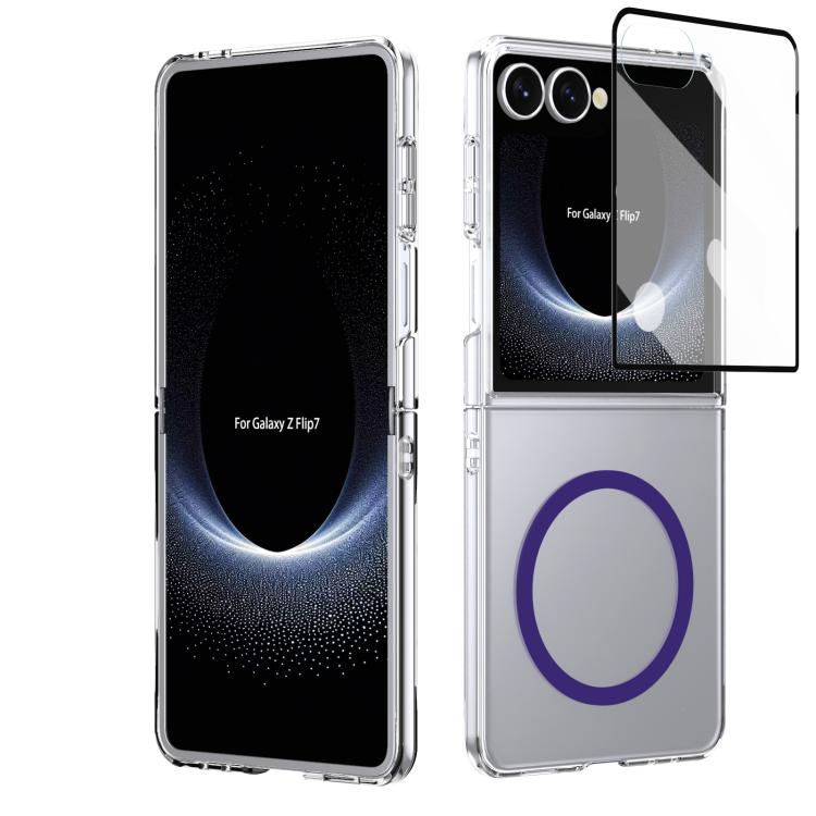 Funda de PC transparente con MagSafe integrado para Samsung Galaxy Z Flip7 5G (morado)