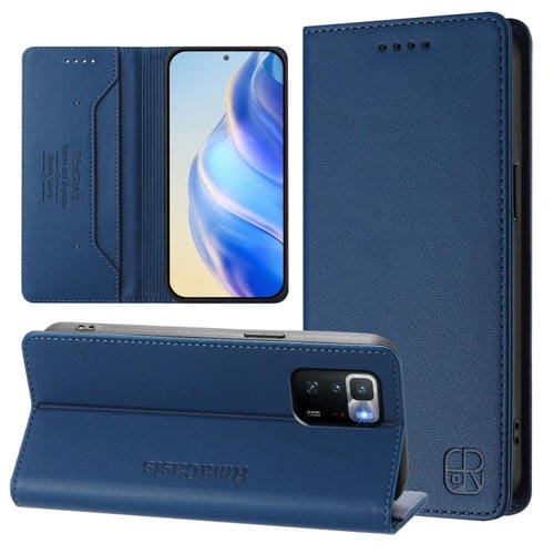 Funda de Cuero con Doble Pliegue y Succión Magnética Rfid para Xiaomi Poco X3 Gt Rc01 (Azul Oscuro)