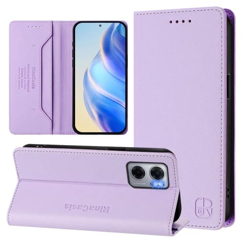 Funda de Cuero con Doble Pliegue y Succión Magnética para Redmi 10 5G / 10 Prime+ 5G Global Rc01 (Morado Claro)