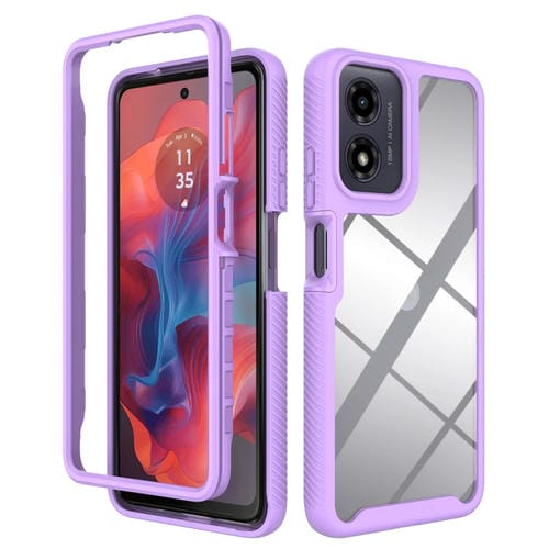 Funda para Teléfono Motorola Moto E14/G24/G04 PC TPU Transparente a Prueba de Golpes Diseño Cielo Estrellado (Morado)