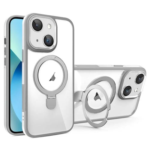 Funda para Teléfono Transparente con Soporte Magsafe y Película Cobertura Total para iPhone 13 (Gris y Blanco)