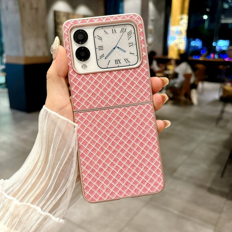 Funda para Teléfono Huawei Nova Flip Diseño de Rombos y Diamantes Brillantes (Rosa)