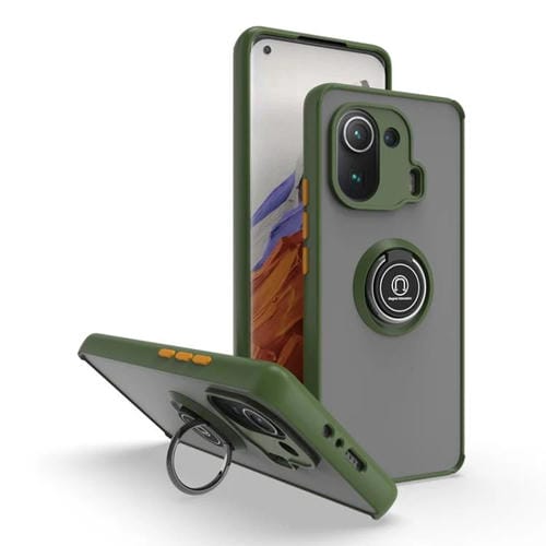 Funda de TPU + PC con anillo para Xiaomi 11 Pro Q Shadow 1 Series (verde militar)