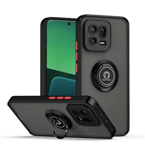 Funda de TPU + PC con anillo para Xiaomi 13 Q Shadow 1 Series (negro y rojo)