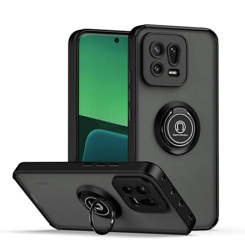 Funda de TPU + PC con anillo para Xiaomi 13 Q Shadow 1 Series (Negro + Negro)