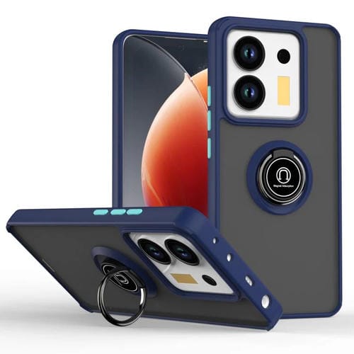 Funda de TPU + PC con anillo para Xiaomi Poco M7 Pro 5G Q Shadow 1 Series (azul rey)