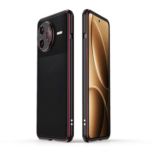 Protector de Lente + Funda de Teléfono con Marco de Metal para la Serie Aurora de Redmi K80 Pro (Negro y Rojo)