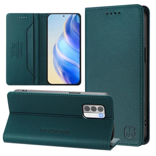 Funda de Cuero con Doble Pliegue y Succión Magnética para Nokia G42/G310 Rc01 (Verde Oscuro)