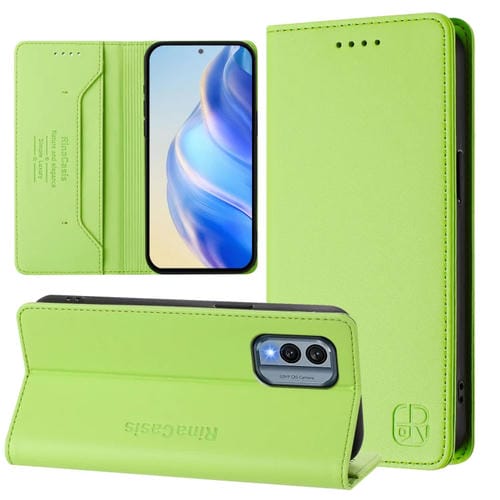 Funda de Cuero con Doble Pliegue y Succión Magnética RFID para Nokia X30 5G Rc01 (Verde Hierba)