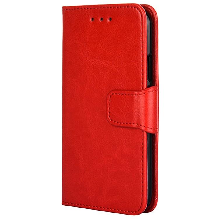 Funda de cuero con textura de cristal para Redmi Note 14S 4G (roja)