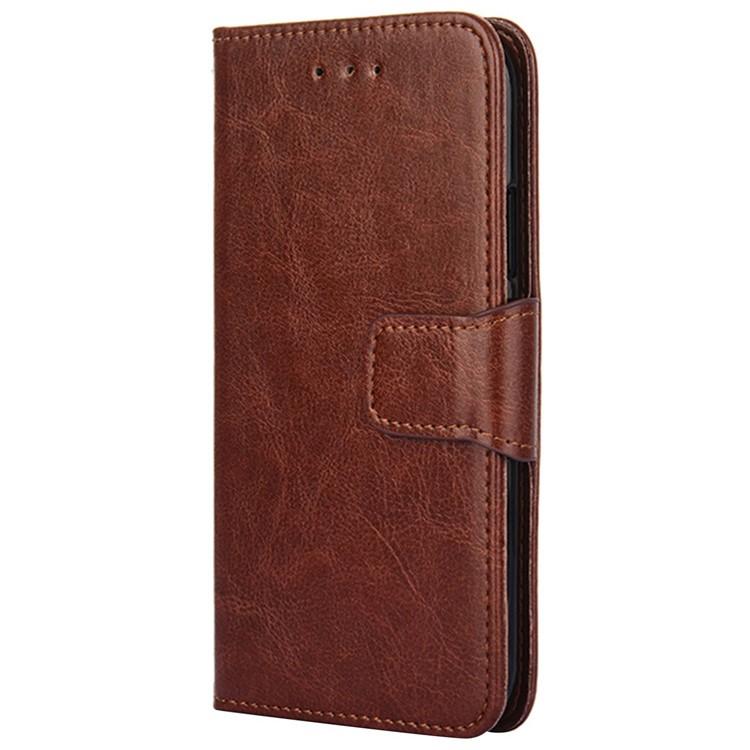 Funda de cuero con textura de cristal para Redmi Note 14S 4G (marrón)