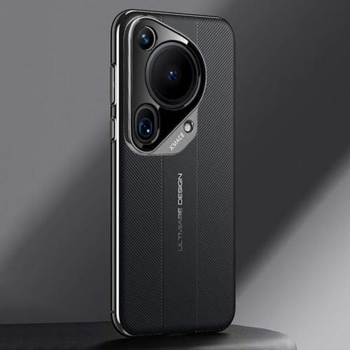 Funda Piel Sintética Huawei Pura 70 Ultra Diseño Imitación (Negra)