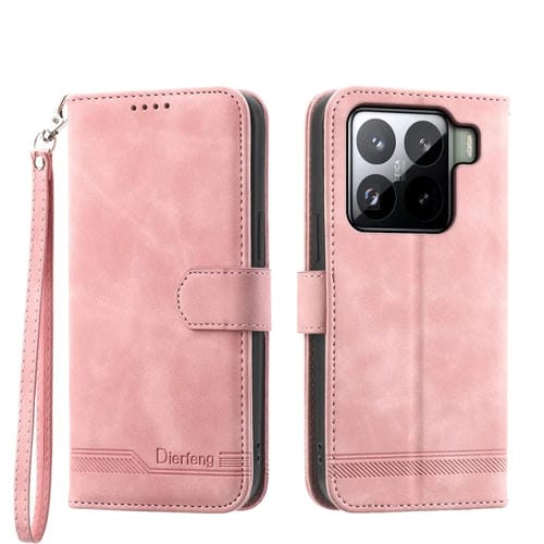 Funda De Teléfono Híbrida De Cuero Pu Y Tpu Dierfeng Dream Line Para Xiaomi 15 Pro (Rosa)