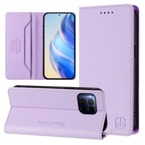 Funda de Cuero con Doble Pliegue y Succión Magnética para Teléfono T-Mobile Revvl 7 Pro 5G Rc01 (Morado Claro)