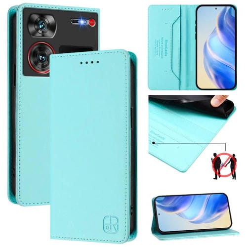 Funda de Cuero ZTE Nubia Z60 Ultra Rc01 con Doble Pliegue y Succión Magnética Rfid (Verde Menta)