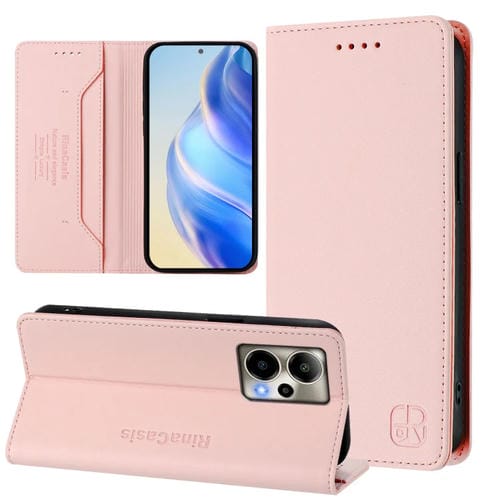 Funda de Cuero para Cricket Outlast 5G 2024 Rc01 con Doble Pliegue y Succión Magnética Rfid (Rosa)