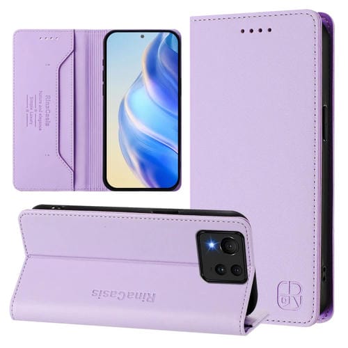 Funda de Cuero Rfid para Asus Zenfone 11 Ultra Rc01 con Doble Pliegue y Succión Magnética (Morado Claro)