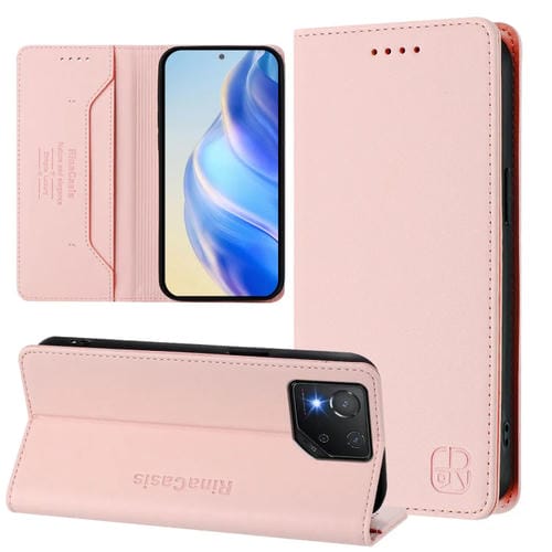 Funda de Cuero Rfid con Doble Pliegue y Succión Magnética para Asus Rog Phone 8/8 Pro Rc01 (Rosa)