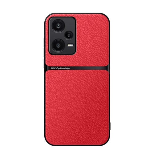 Funda para Teléfono Redmi Note 12 Pro 5G Global Litchi Leather con Cobertura Total Magnética y a Prueba de Golpes (Rojo)