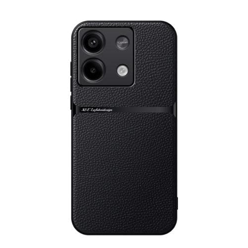 Funda para Teléfono con Tapa Magnética de Cuero Litchi de Cobertura Total a Prueba de Golpes para Redmi Note 13 5G (Negro)