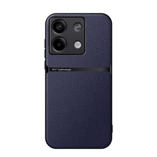 Funda para Teléfono con Tapa Magnética de Cuero Litchi de Cobertura Total a Prueba de Golpes para Redmi Note 13 5G (Azul Marino)