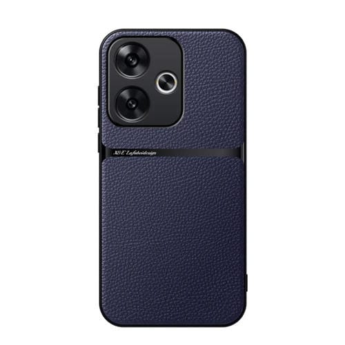Funda de Teléfono a Prueba de Golpes con Cobertura Total Magnética de Cuero Litchi para Redmi Turbo 3 / Xiaomi Poco F6 (Azul Marino)