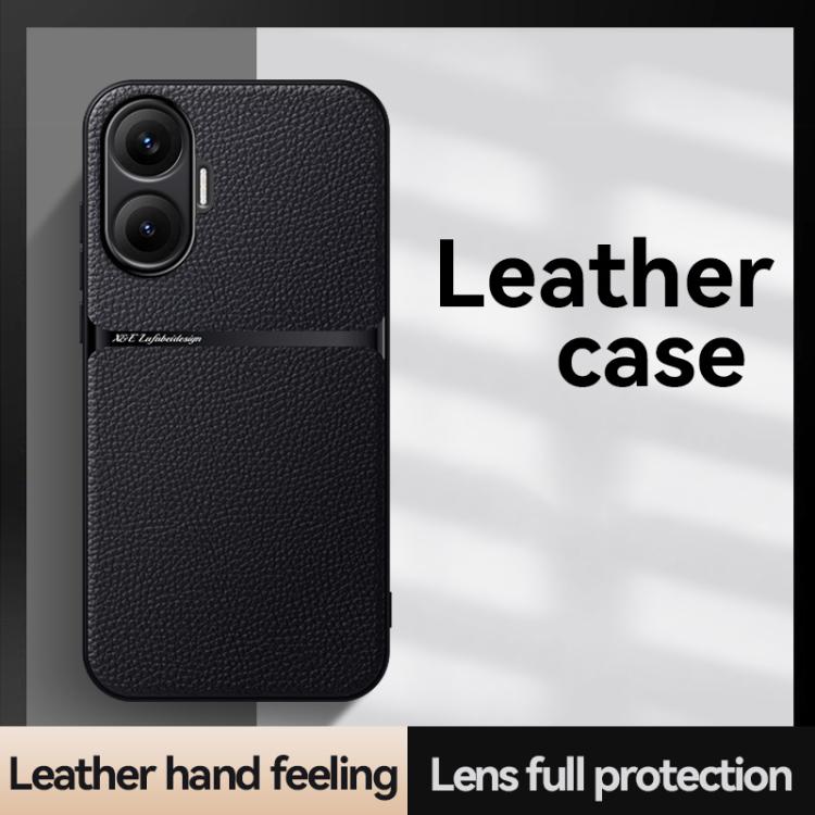 Funda magnética de cuero Litchi para Redmi Turbo 4 Pro, con cobertura total, a prueba de golpes (roja)