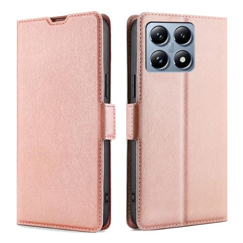 Funda de Cuero con Tapa Horizontal y Hebilla Lateral Ultrafina para Xiaomi 14T Pro 5G (Oro Rosa)