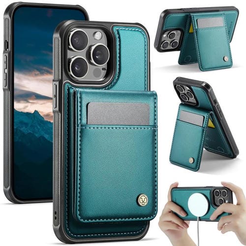 Estuche para teléfono Jeehood J06 iPhone 14 Pro con tarjetero RFID Magsafe (Verde)