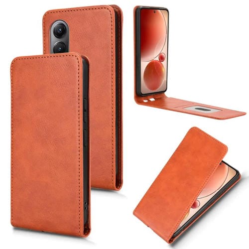 Funda de Cuero con Tapa Vertical Magnética para Teléfono Itel S25 (Marrón)
