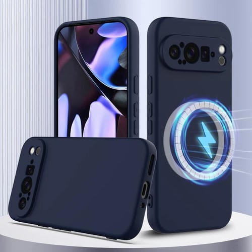Funda de Silicona a Prueba de Golpes Magsafe para Google Pixel 9 Pro (Azul Marino)
