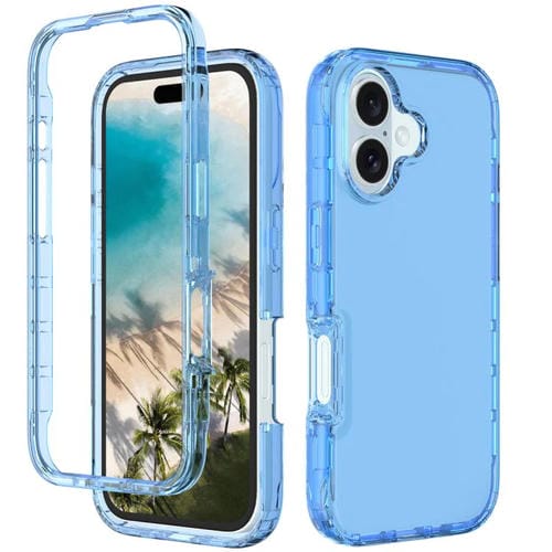 Funda de Teléfono PC + TPU Transparente Degradado a Prueba de Golpes para iPhone 16 (Azul)