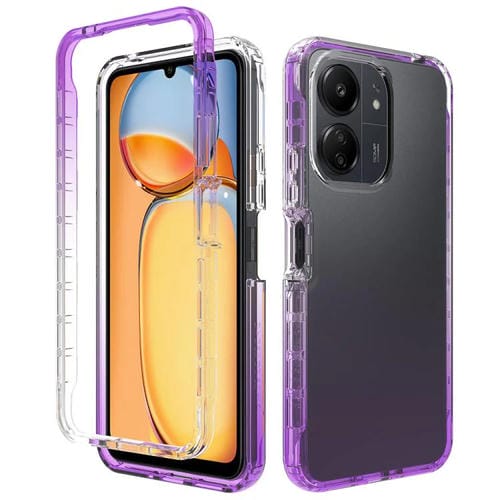 Funda de Teléfono de PC + TPU Transparente con Degradado a Prueba de Golpes para Redmi 13C 4G/5G (Morado)