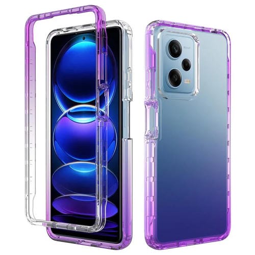 Funda de Teléfono Transparente a Prueba de Golpes con Degradado de PC + TPU para Redmi Note 12 Pro 5G (Morado)