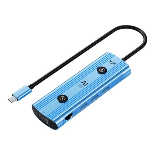 Adaptador concentrador USB-C YCE V261 13 en 1 con IA (Azul)