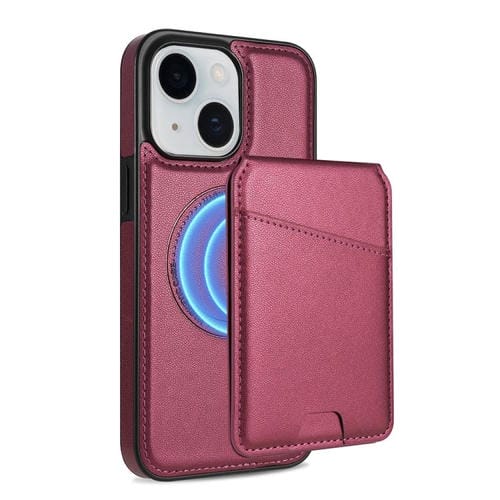 Funda para Teléfono Magsafe iPhone 14 Plus con Tarjetero Desmontable (Rojo Vino)