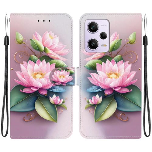 Funda de Cuero con Dibujo de Colores y Textura de Cristal para Redmi Note 12 Pro/Poco X5 Pro (Lotus)