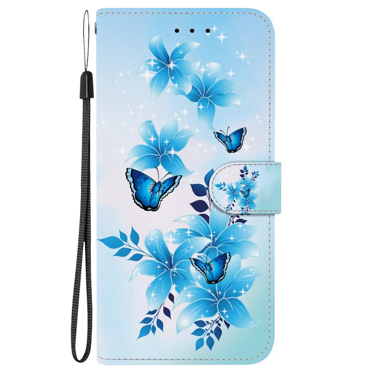 Funda de Cuero con Dibujo y Textura de Cristal para OnePlus Nord Ce4 5G (Mariposas Azules)