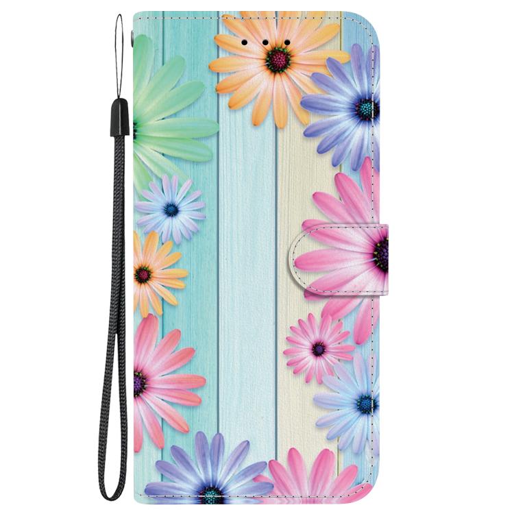 Funda de Cuero para OnePlus Nord Ce4 5G con Dibujo de Colores y Textura de Cristal (Girasoles)